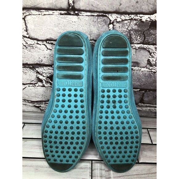 Minnetonka Kilty Turquoise Suede Leather Moccasins Driving Shoes Women Sz 7.5M - Picture 11 of 16